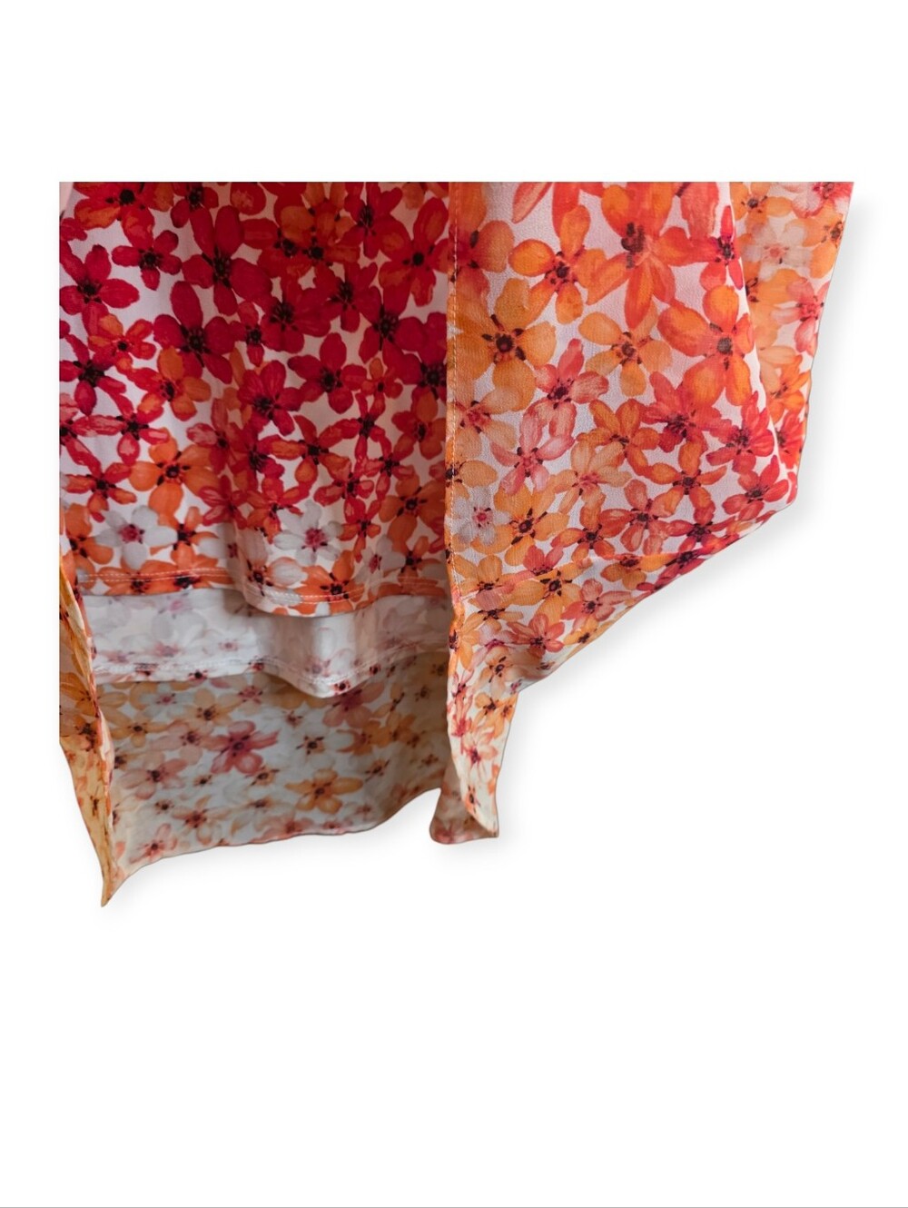 Calvin Klein Floral Sleeveless Blouse XL Pink Orange Lined Chiffon Top - Picture 4 of 6